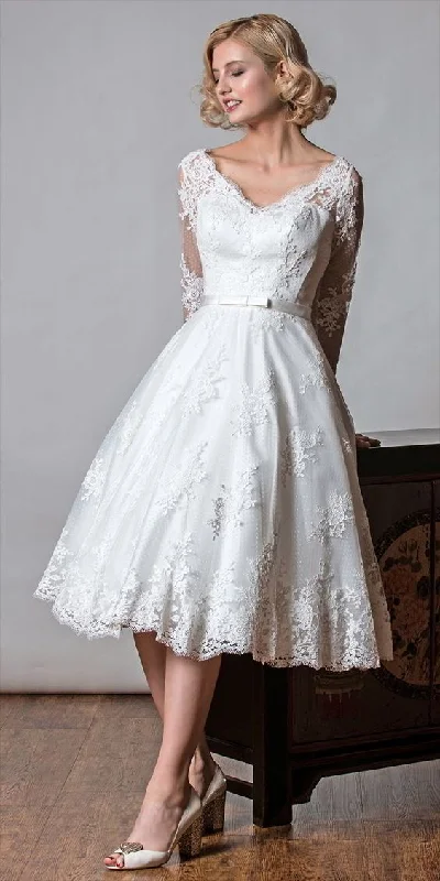 Limited Availability backless dressLong Sleeve Short Lace Wedding Dress