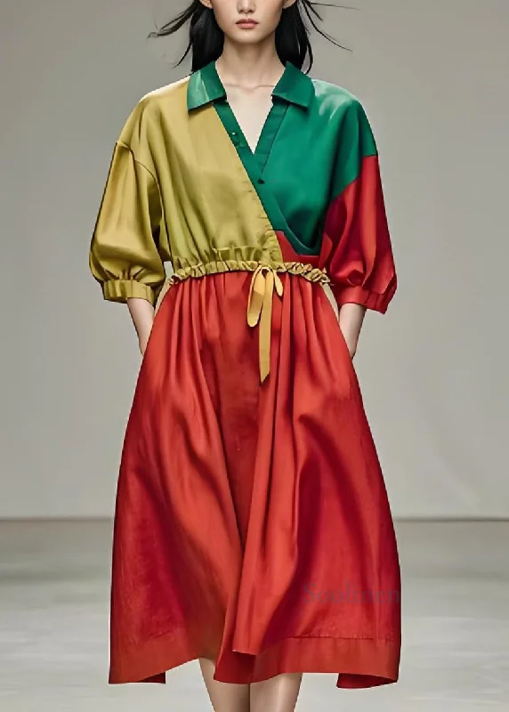 Inventory Reduction trendy bodycon dressNew Colorblock Pockets Patchwork Cotton Long Dress Summer Inventory Reduction trendy bodycon dressNew Colorblock Pockets Patchwork Cotton Long Dress Summer