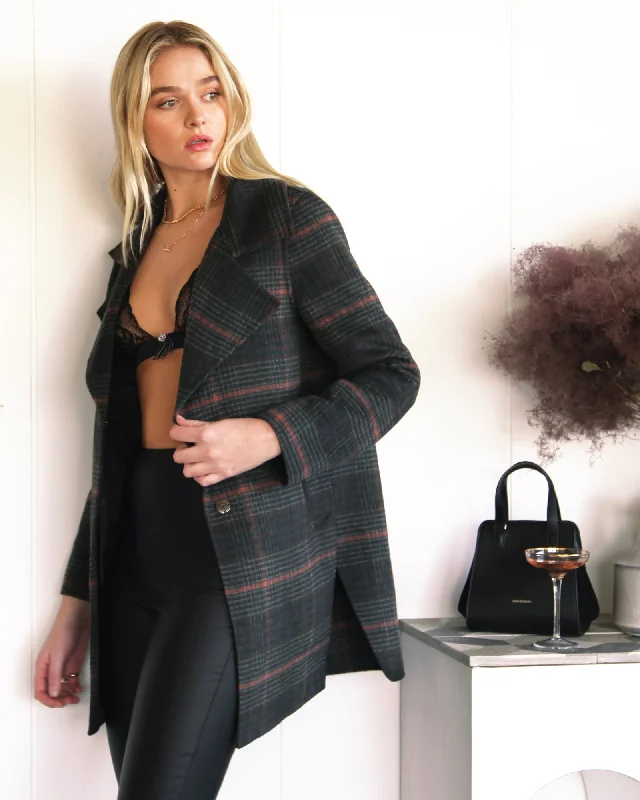 Price Slash stylish blazer coatEx-Boyfriend Wool Blend Oversized Jacket - Brown Plaid Price Slash stylish blazer coatEx-Boyfriend Wool Blend Oversized Jacket - Brown Plaid