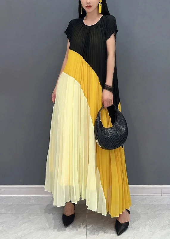 Weekend Special chic slip dressYellow Print Patchwork Chiffon Dress O Neck Wrinkled Summer Weekend Special chic slip dressYellow Print Patchwork Chiffon Dress O Neck Wrinkled Summer