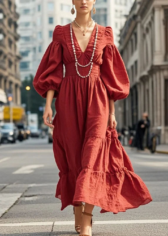 Deal Frenzy summer floral dressBeautiful Dull Red V Neck Exra Large Hem Silm Fit Dress Lantern Sleeve Deal Frenzy summer floral dressBeautiful Dull Red V Neck Exra Large Hem Silm Fit Dress Lantern Sleeve