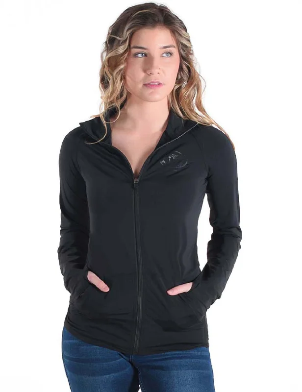 stylish lightweight coatCowgirl Tuff Womens Cooling UPF Black Nylon Softshell Jacket