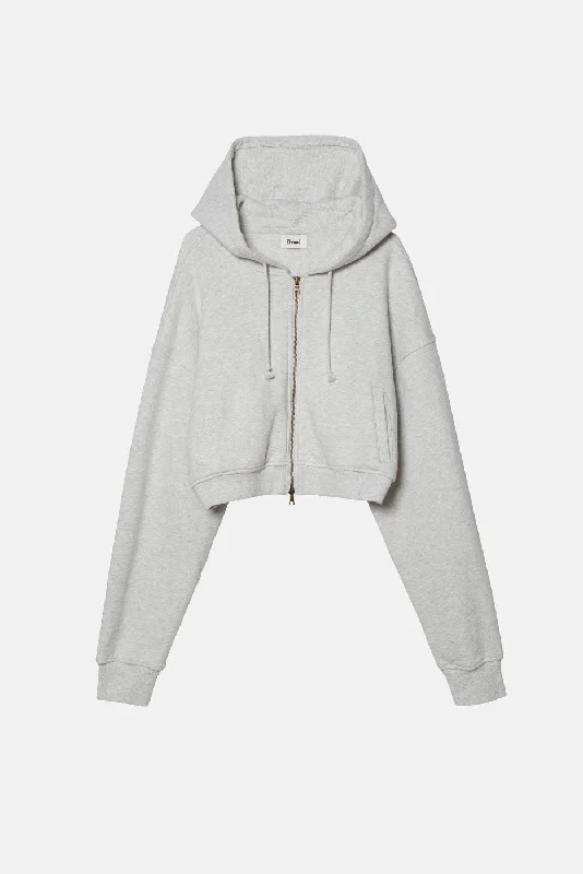 Savings Bonanza loose fit athletic hoodieBABYDOLL CROP ZIP HOODIE