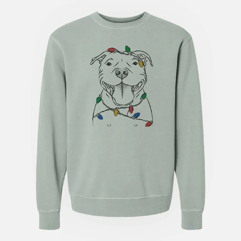 trendy sports sweatshirtChristmas Lights Wafer the Staffordshire Bull Terrier - Unisex Pigment Dyed Crew Sweatshirt