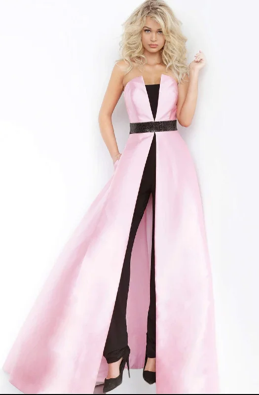 Price Slash Jovani - 1799 Strapless Mikado Overlay Jumpsuit