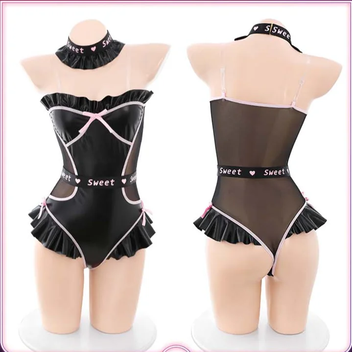 Seasonal Clearance sweet black leather jumpsuit  yv50458