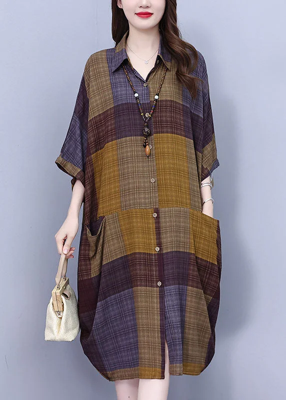 The Best Prices one-shoulder dressVintage Peter Pan Collar Plaid Long Shirt Dress Summer The Best Prices one-shoulder dressVintage Peter Pan Collar Plaid Long Shirt Dress Summer