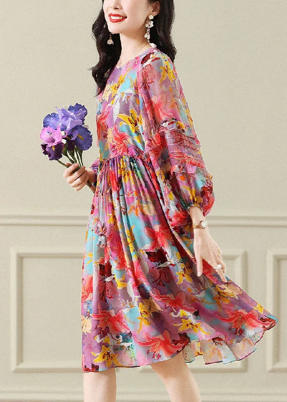 Take Advantage bodycon dressModern Colorblock O Neck Wrinkled Patchwork Print Chiffon Dress Spring