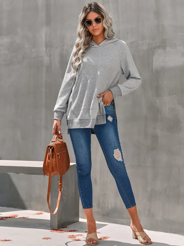 Unbeatable Prices athletic streetwear sweatshirtWomen's Overhead Hoodie With Longer Back Length and Side Split Design