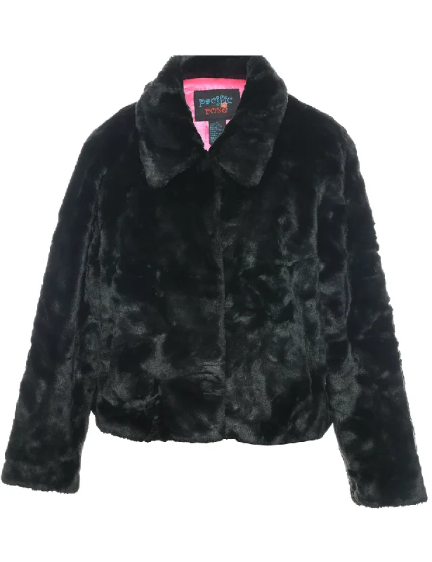 Blowout Deals oversized puffer coatBlack Faux Fur Coat - L