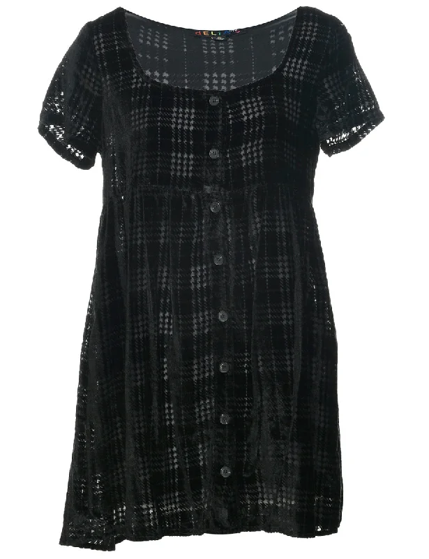 Massive Deals comfortable outerwearVelvet Dogtooth Checks Evening Dress - M