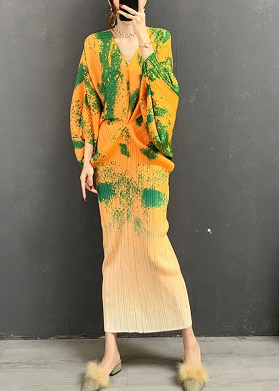 The Best Prices trendy dressNatural Green V Neck Print Wrinkled Silk Long Dress Long Sleeve The Best Prices trendy dressNatural Green V Neck Print Wrinkled Silk Long Dress Long Sleeve