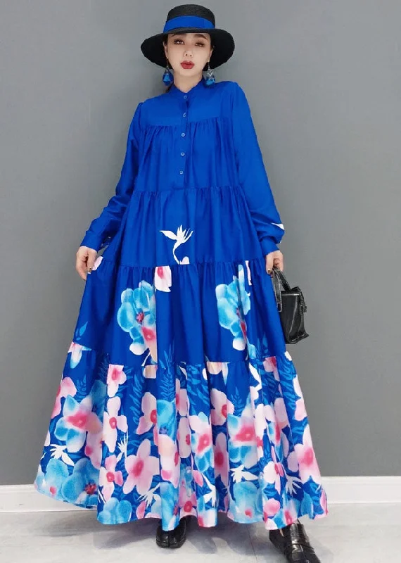 Members Only vintage dressModern Blue Stand Collar Print Exra Large Hem Cotton A Line Dress Long Sleeve Members Only vintage dressModern Blue Stand Collar Print Exra Large Hem Cotton A Line Dress Long Sleeve