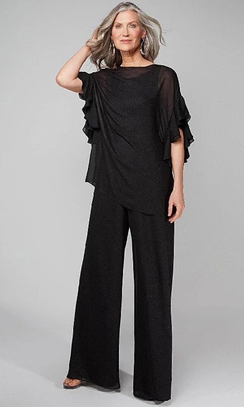 Price Reduction Alyce Paris - Ruffled Sleeve Formal Jumpsuit 27633