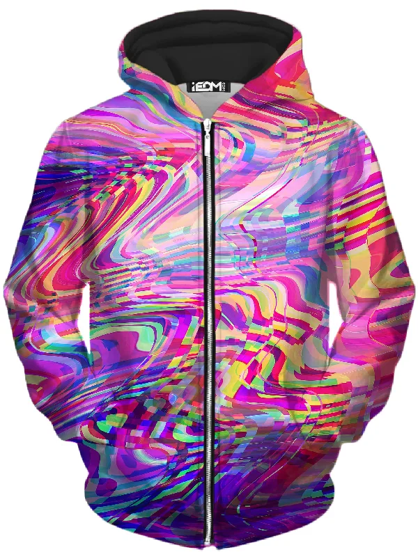 Super Bargain trendy hooded sweatshirtGlitch Waves Unisex Zip-Up Hoodie