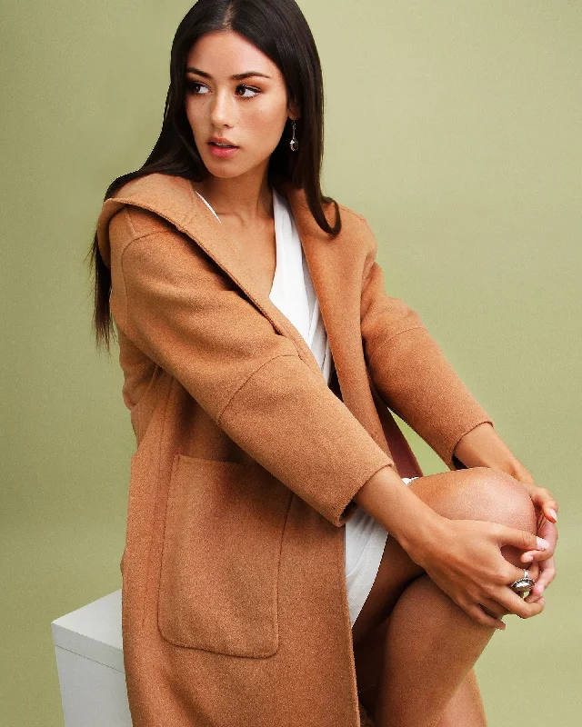 Special Savings stylish peacoatWalk This Way Wool Blend Oversized Coat - Camel