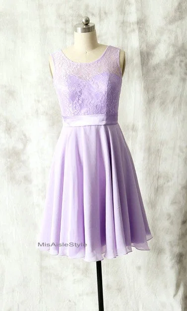 Buy More, Save More boho-chic dressShort V-back Lilac Bridesmaid Dress