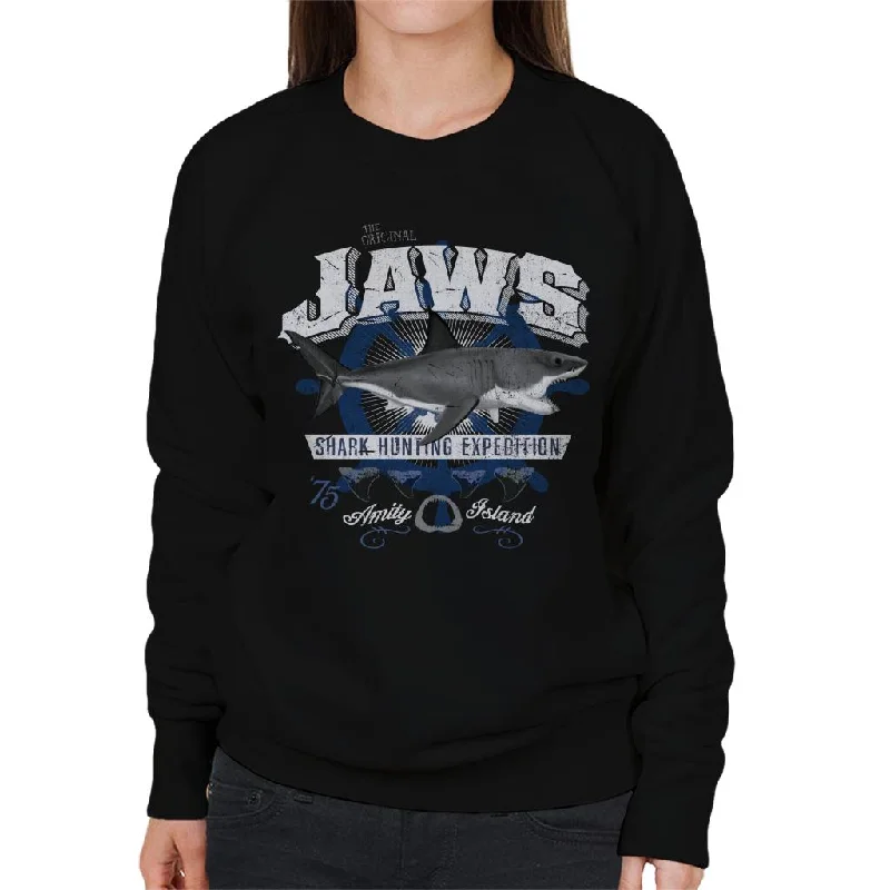 high-quality athletic sweatshirtJaws Shark Hunting Expedition Amity Island Women's Sweatshirt