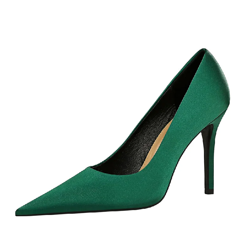 Savings Galore boho-chic dressGreen Satin Pointy Stiletto Heels 664584349468