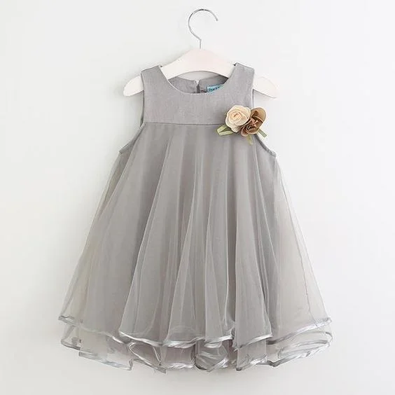Deal of the Day sleeveless dressCute Grey Flower Girl Dress