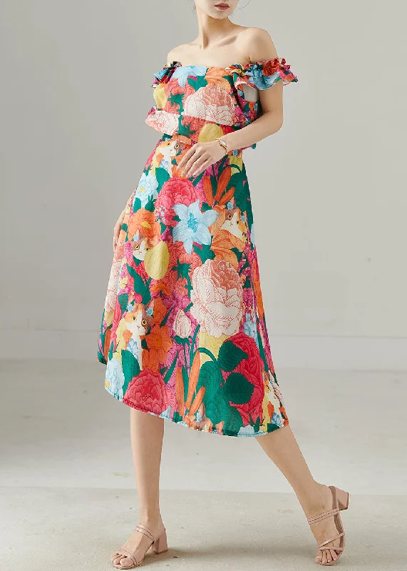 layered dressSilm Fit Print Chiffon Vacation Dress Butterfly Sleeve