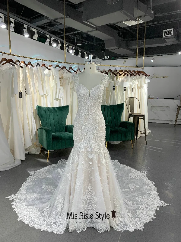 Limited Time minimalistic dressHigh Quality French Lace Fit and Flare Wedding Dress