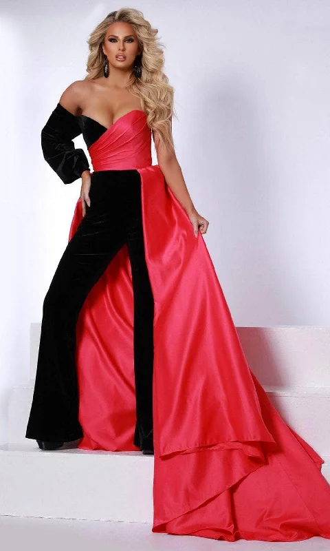 Referral Discount Johnathan Kayne 2730 - Velvet Jumpsuit With Overskirt