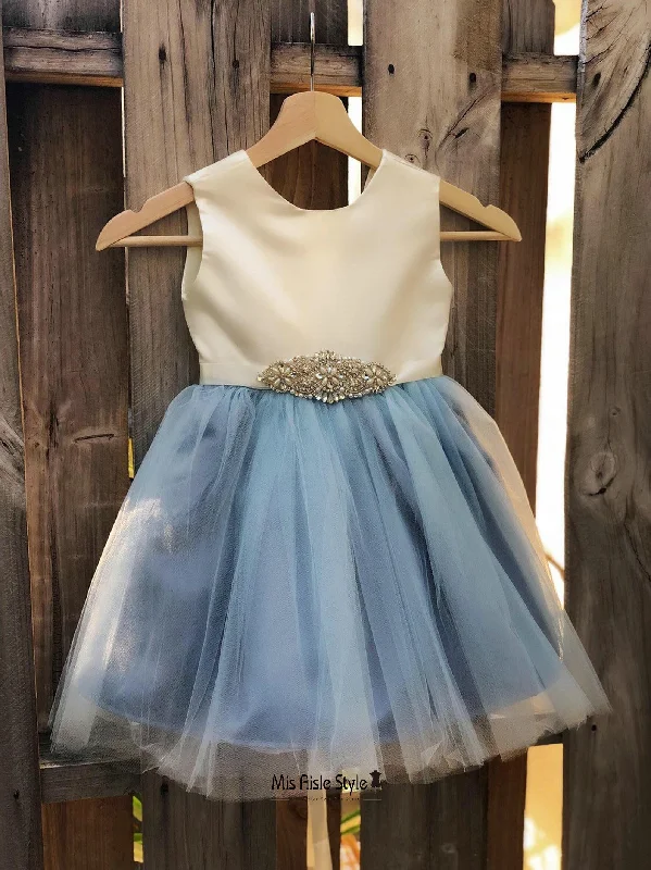 Deal Frenzy comfy dressDusty Blue Skirt Girls Birthday Party Dress