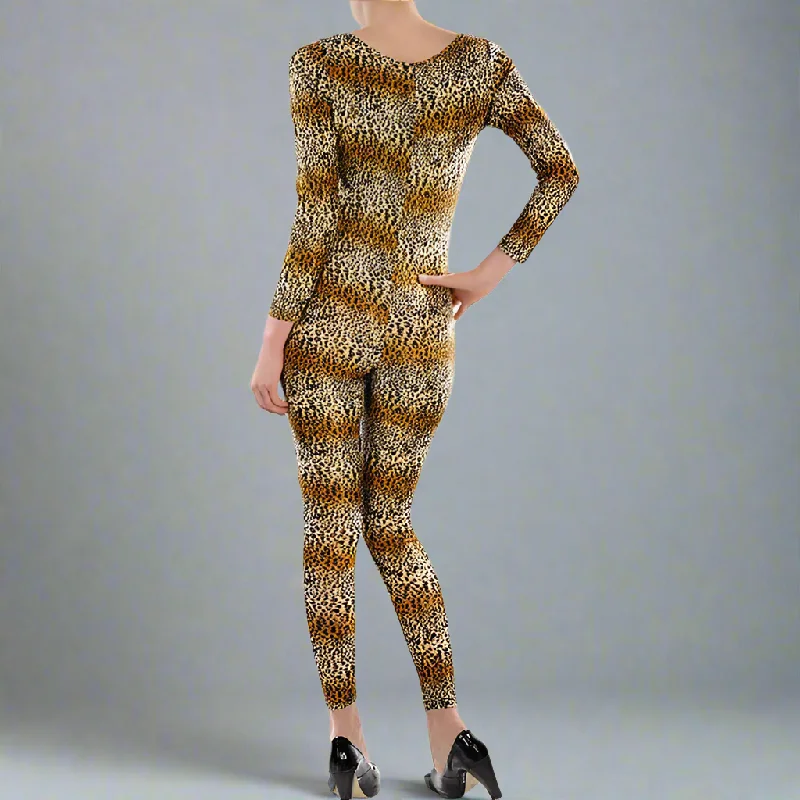 Last Chance Long Sleeve Leopard Print jumpsuit catsuit