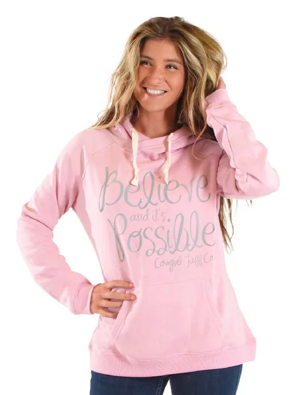 insulated coatCowgirl Tuff Womens Gray Believe Pink Poly/Rayon Hoodie