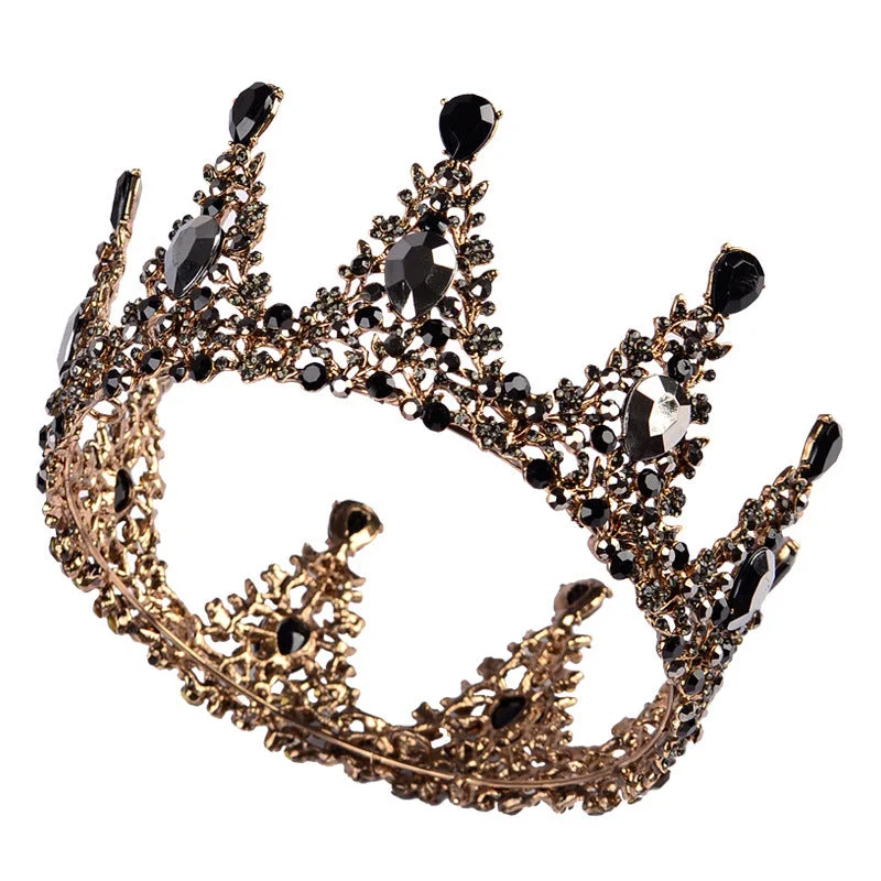 Year-End Clearance ruffle dressBlack Headwear Crown Baroque Crown Rhinestone Headwear 620401524708
