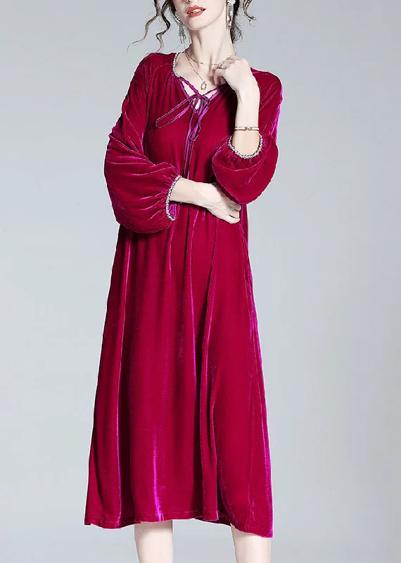 Exclusive Savings midi dressHandmade Red V Neck Neck Tie Solid Velour Maxi Dress Spring Exclusive Savings midi dressHandmade Red V Neck Neck Tie Solid Velour Maxi Dress Spring