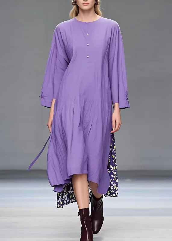 Fantastic Offers elegant maxi dressSimple Purple O-Neck Print Patchwork Long Dress Fall Fantastic Offers elegant maxi dressSimple Purple O-Neck Print Patchwork Long Dress Fall
