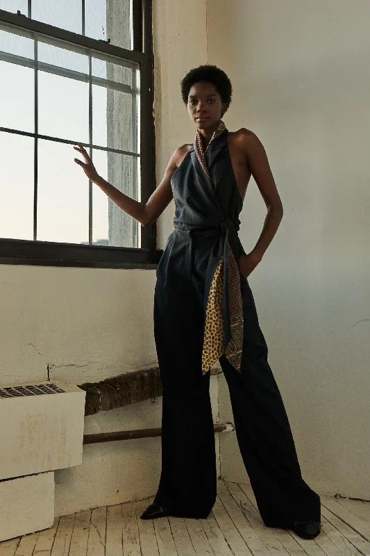 Blowout Sale Gathered Wrap Halter Jumpsuit