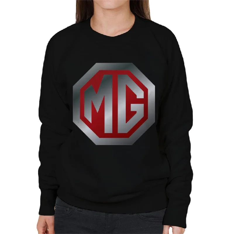 fitted workout sweatshirtMG Shiny Red And Chrome Logo British Motor Heritage Women's Sweatshirt