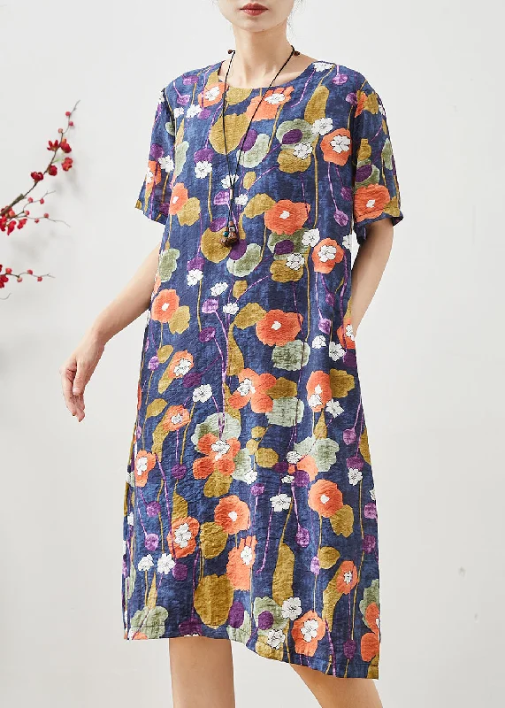 Midnight Madness ruffle dressNavy Morning Glory Print Cotton Mid Dress Oversized Summer Midnight Madness ruffle dressNavy Morning Glory Print Cotton Mid Dress Oversized Summer