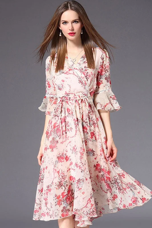 shift dressFloral Print Chiffon Dress