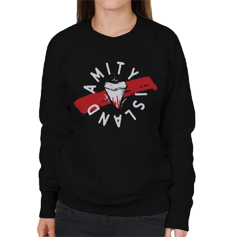 lightweight workout sweatshirtJaws Tooth Amity Island Women's Sweatshirt