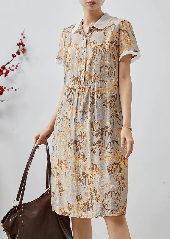 Deal Zone casual summer dressDIY Khaki Peter Pan Collar Print Cotton Shirt Dresses Summer Deal Zone casual summer dressDIY Khaki Peter Pan Collar Print Cotton Shirt Dresses Summer
