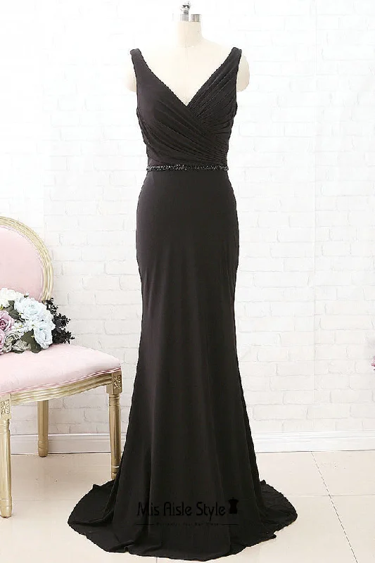 Big Savings trendy dressSheath V-neckline Black Party Dress