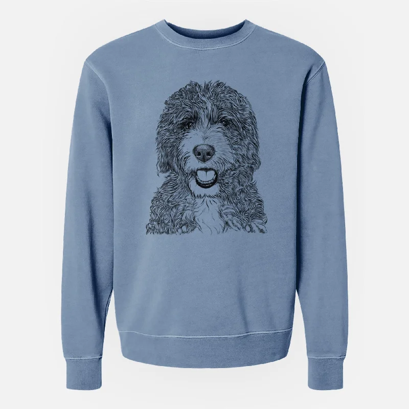 casual workout hoodieBare Bash the Bernedoodle - Unisex Pigment Dyed Crew Sweatshirt