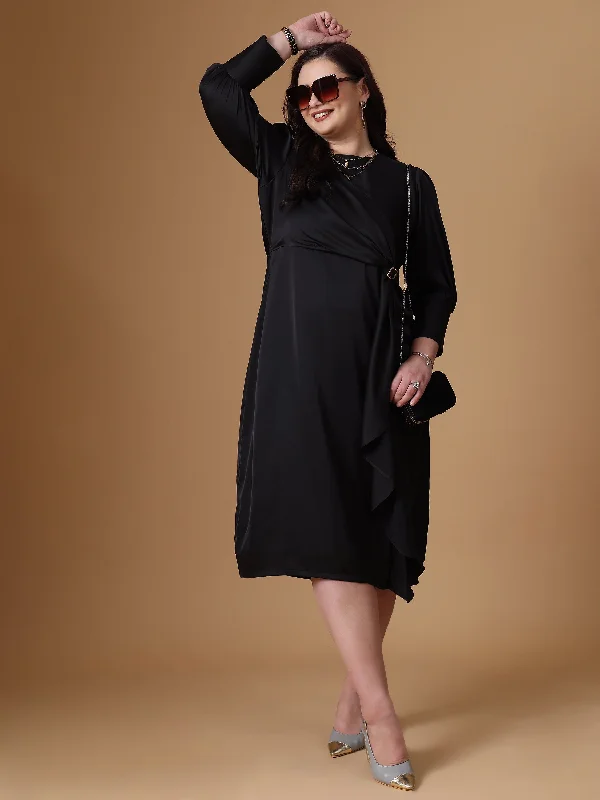 Holiday Sale t-shirt dressBlack Velvet Satin Straight Dress