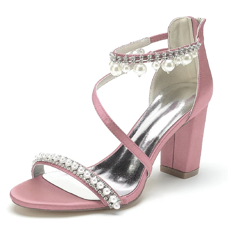 Massive Deals luxury dressChunky Heel 8.5cm Silk-Like Shoes CK0384