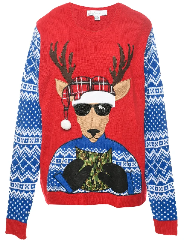 outdoor adventure coatReindeer Christmas Jumper - L