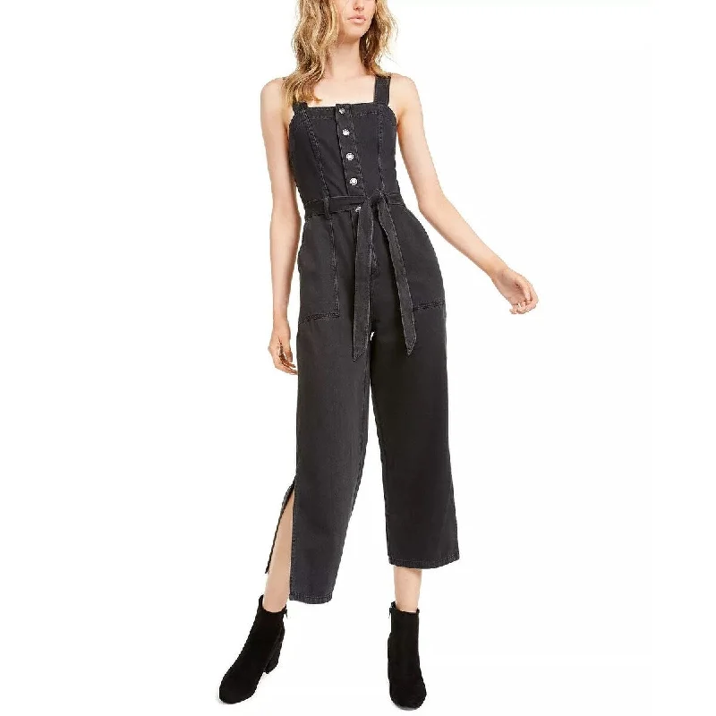 Stock Up and Save Oat Women's Black Volcano Side-Slit Jumpsuit Black Size 8