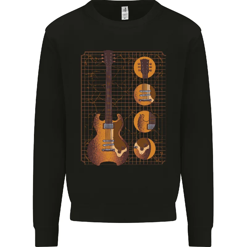 Online Only chic active hoodieA Guitar Blueprint Music Rock n Roll Guitarist Mens Sweatshirt Jumper