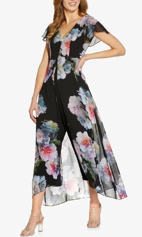 Deal Alert Adrianna Papell AP1D104440 - Floral V-Neck Jumpsuit
