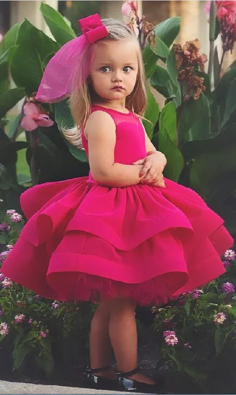 New Markdowns winter dressBall Gown Fuchsia Girls Birthday Party Dress