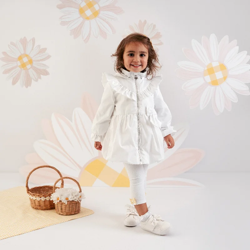 high-waisted dressLITTLE A - Bobbie Hooded Bow Jacket - Bright White