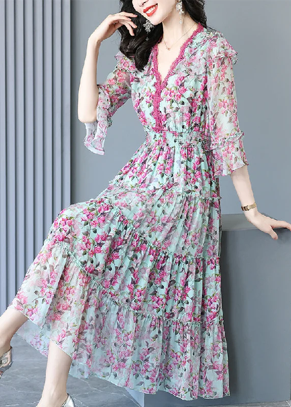 Bargain Prices printed dressRetro Purple Flower V Neck Print Ruffles Silk Long Dresses Long Sleeve Bargain Prices printed dressRetro Purple Flower V Neck Print Ruffles Silk Long Dresses Long Sleeve